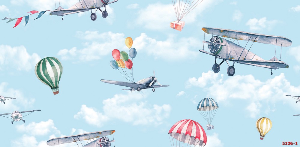 Giấy dán tường máy bay và khinh khí cầu  5126-1